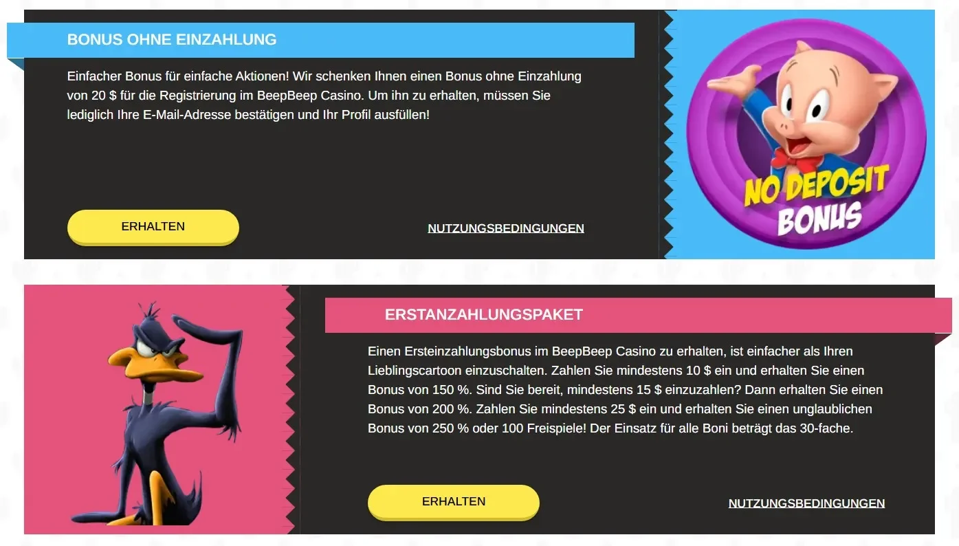 Beep Beep casino bonus